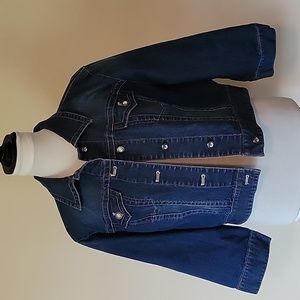Chico Platinum Denim crop jacket 3/4 sleeve. Size 2.